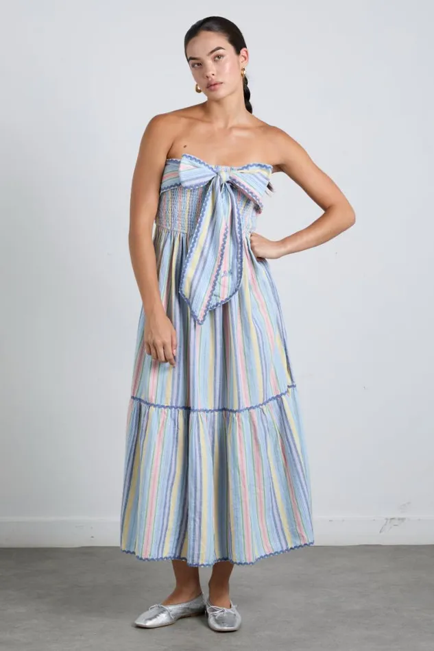 Women Damson Madder Dresses Pia Midi Dress 8211 Pastel Stripe