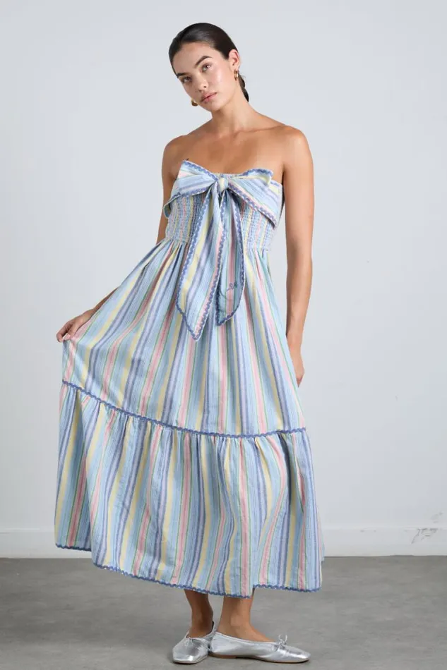 Women Damson Madder Dresses Pia Midi Dress 8211 Pastel Stripe