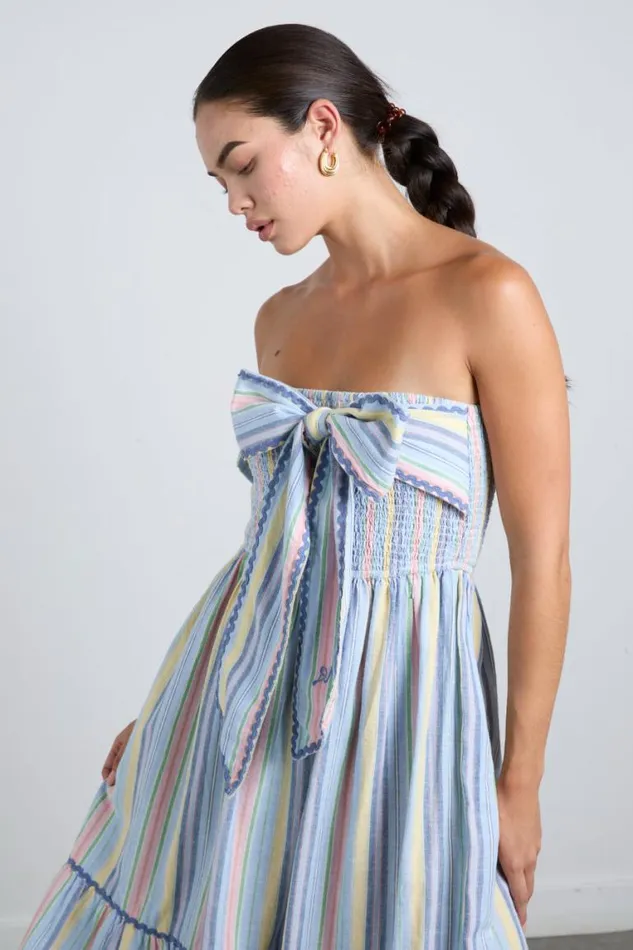 Women Damson Madder Dresses Pia Midi Dress 8211 Pastel Stripe