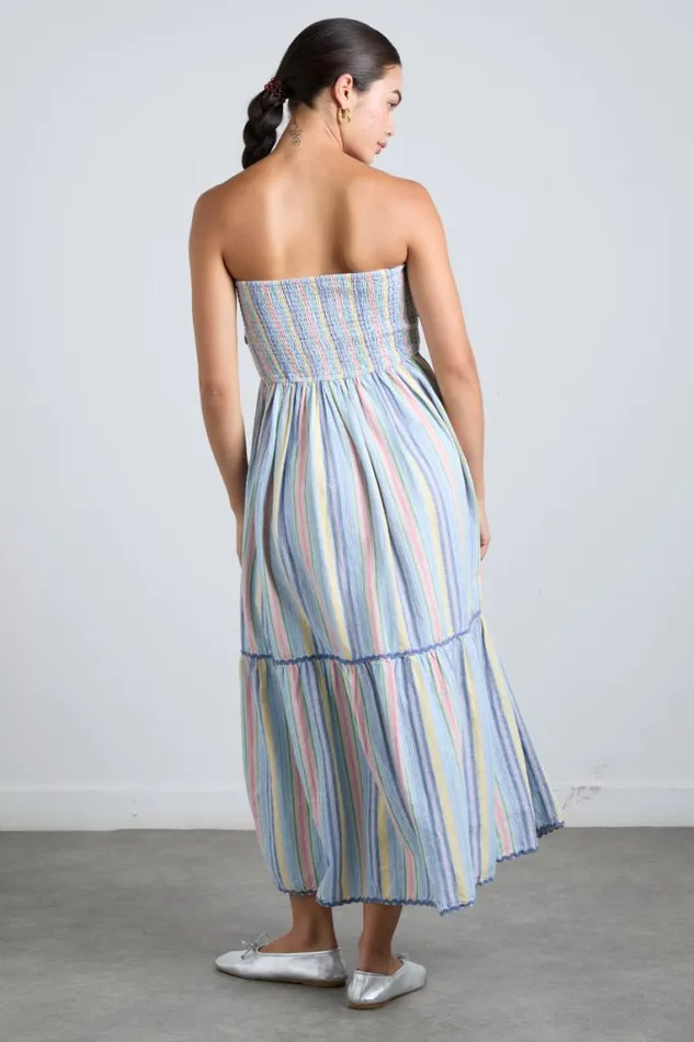 Women Damson Madder Dresses Pia Midi Dress 8211 Pastel Stripe