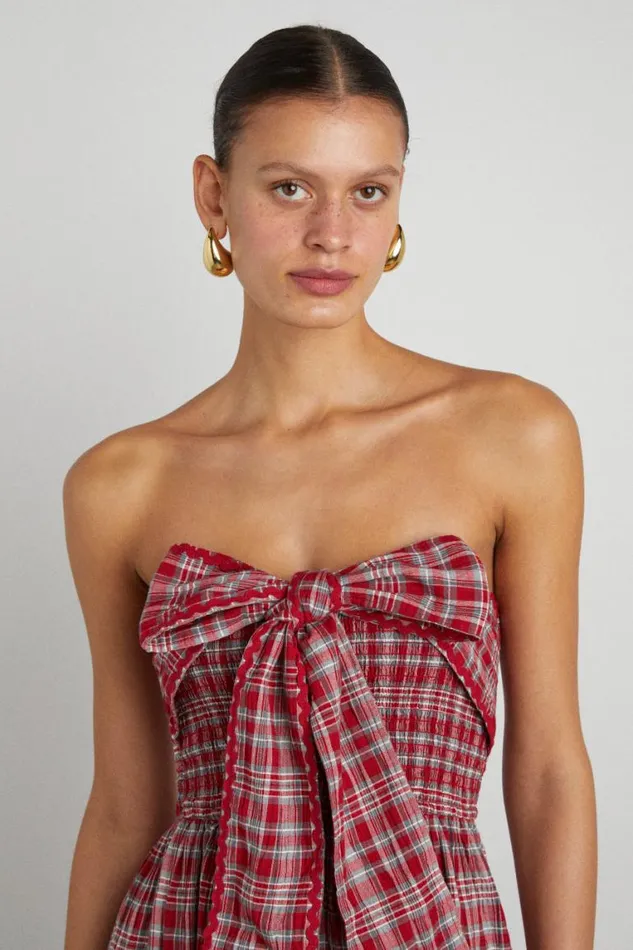Women Damson Madder Dresses Pia Midi Dress 8211 Red Check