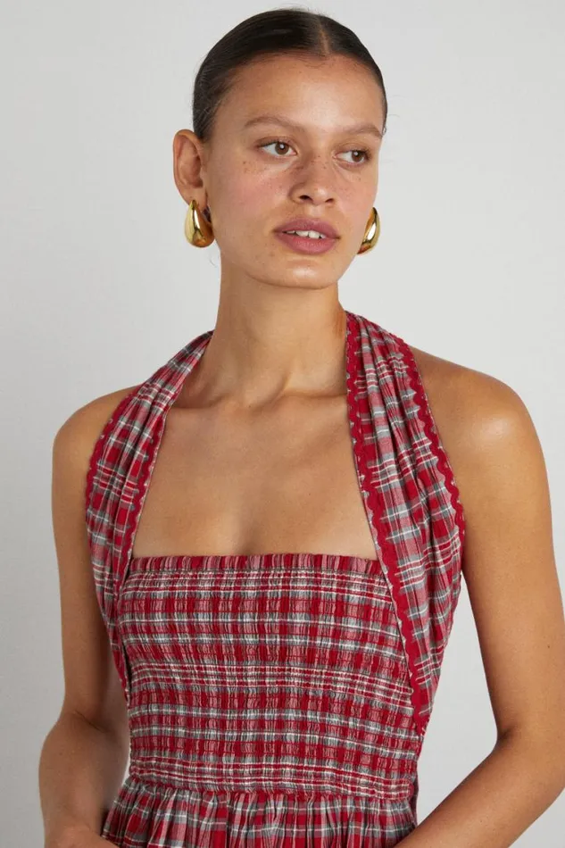 Women Damson Madder Dresses Pia Midi Dress 8211 Red Check