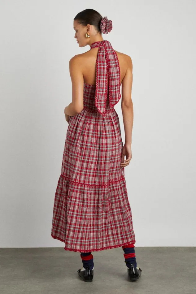 Women Damson Madder Dresses Pia Midi Dress 8211 Red Check