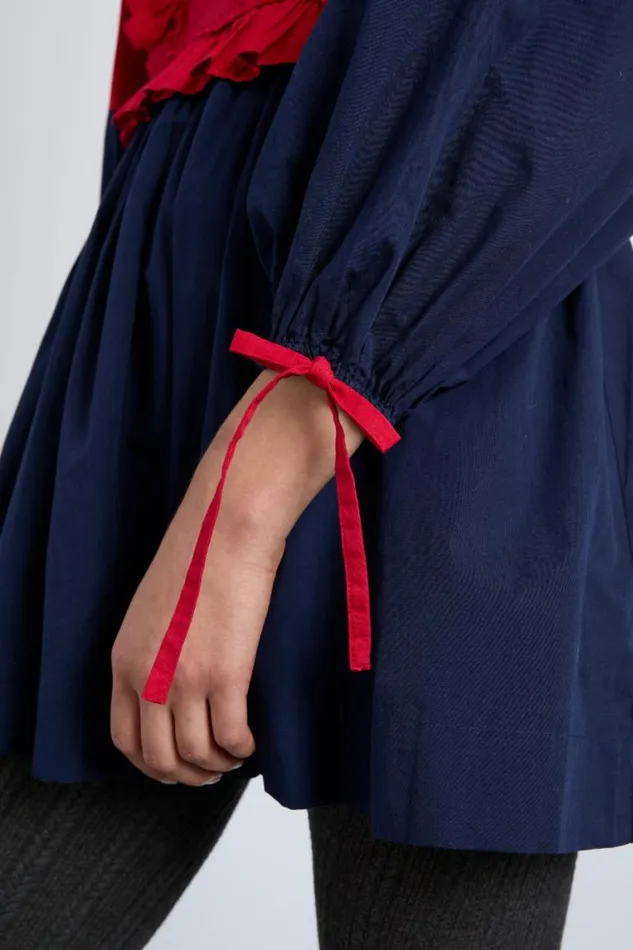 Women Damson Madder Dresses Piarra Mini Smock Dress 8211 Red and Navy