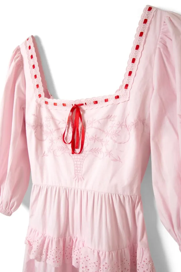 Women Damson Madder Dresses Rebecca Bow Back Dress 8211 Pink Broderie