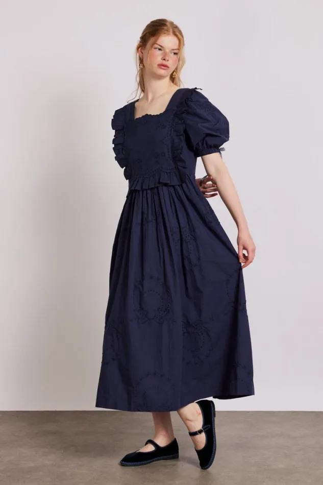Women Damson Madder Dresses Rhea Dress 8211 Navy Broderie