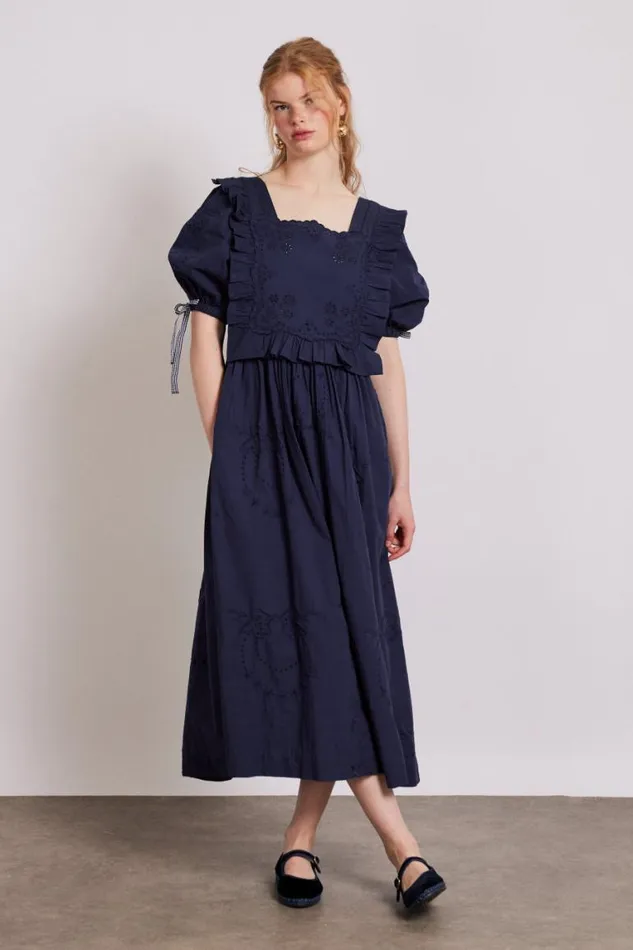Women Damson Madder Dresses Rhea Dress 8211 Navy Broderie