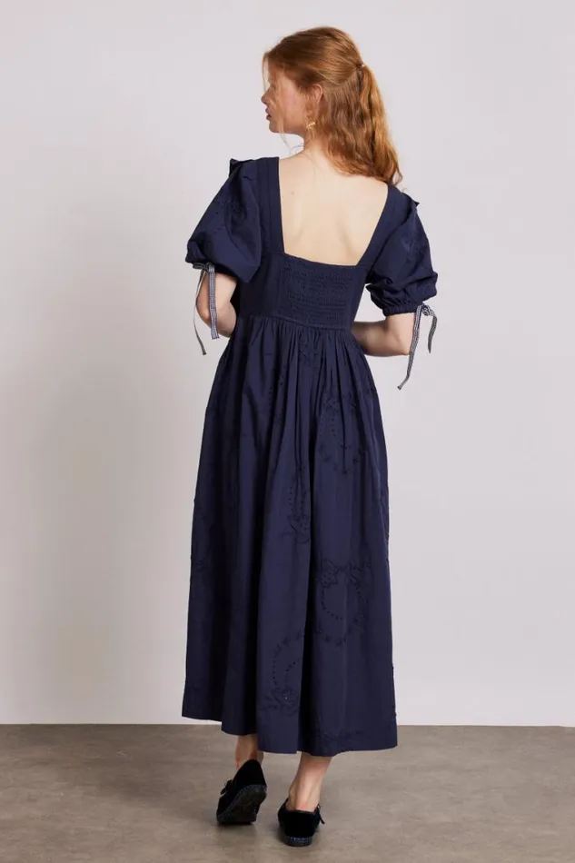 Women Damson Madder Dresses Rhea Dress 8211 Navy Broderie
