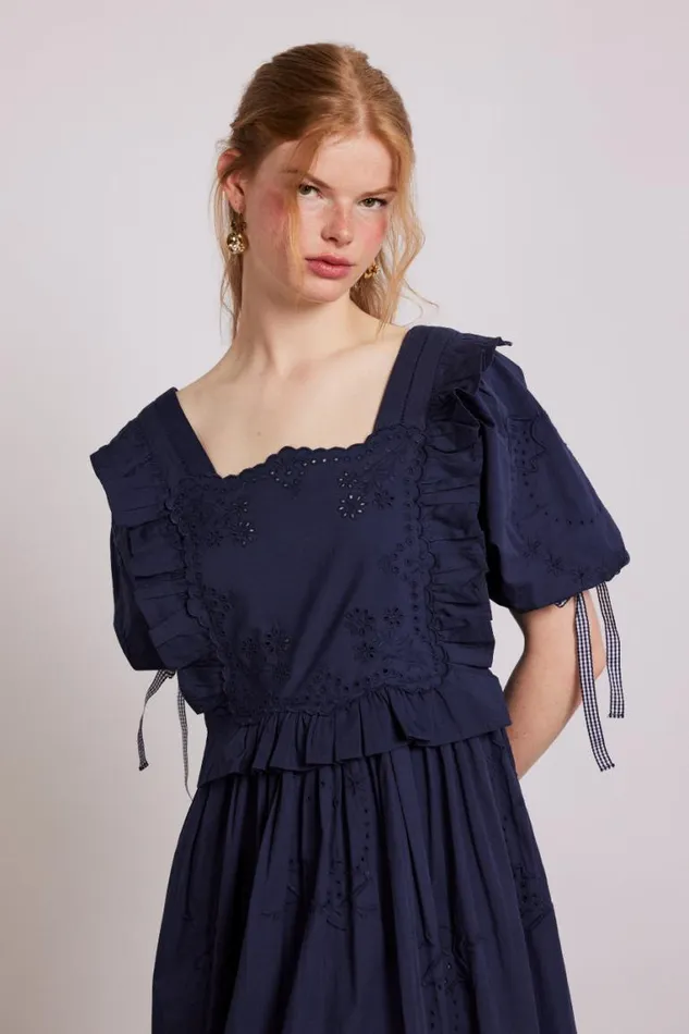 Women Damson Madder Dresses Rhea Dress 8211 Navy Broderie