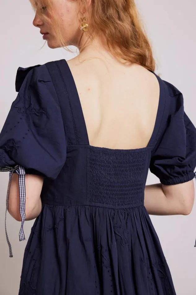 Women Damson Madder Dresses Rhea Dress 8211 Navy Broderie