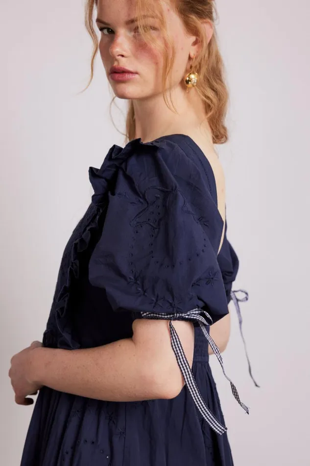Women Damson Madder Dresses Rhea Dress 8211 Navy Broderie