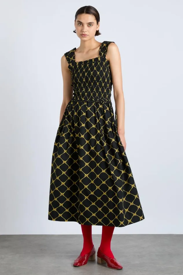 Women Damson Madder Dresses Tish Midi Dress 8211 Black Bow Print