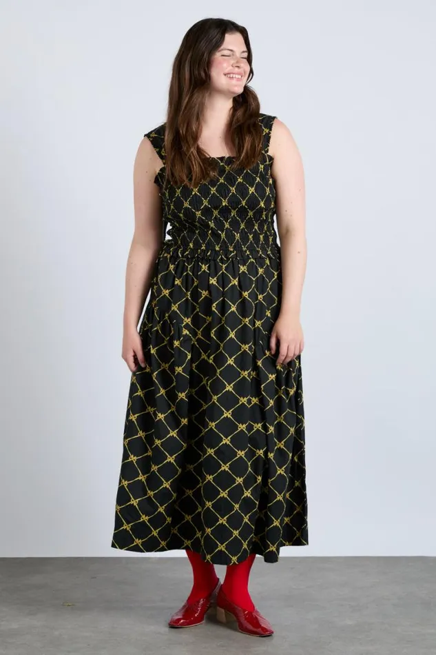 Women Damson Madder Dresses Tish Midi Dress 8211 Black Bow Print
