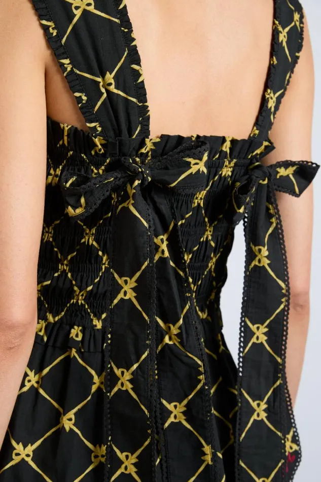 Women Damson Madder Dresses Tish Midi Dress 8211 Black Bow Print