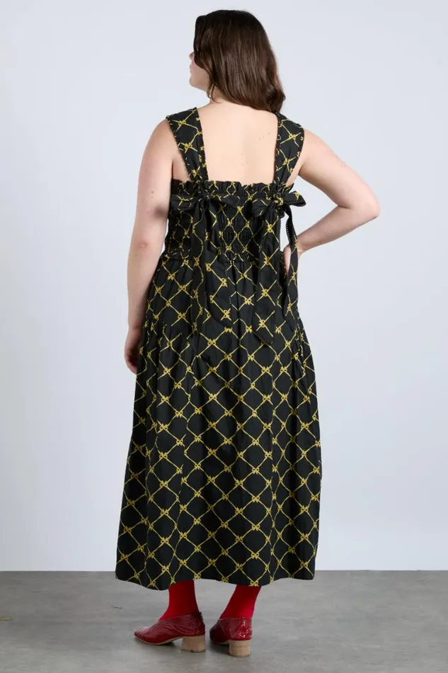 Women Damson Madder Dresses Tish Midi Dress 8211 Black Bow Print