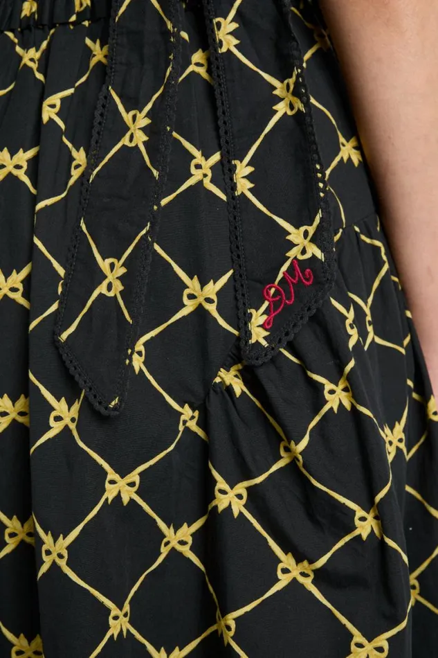 Women Damson Madder Dresses Tish Midi Dress 8211 Black Bow Print