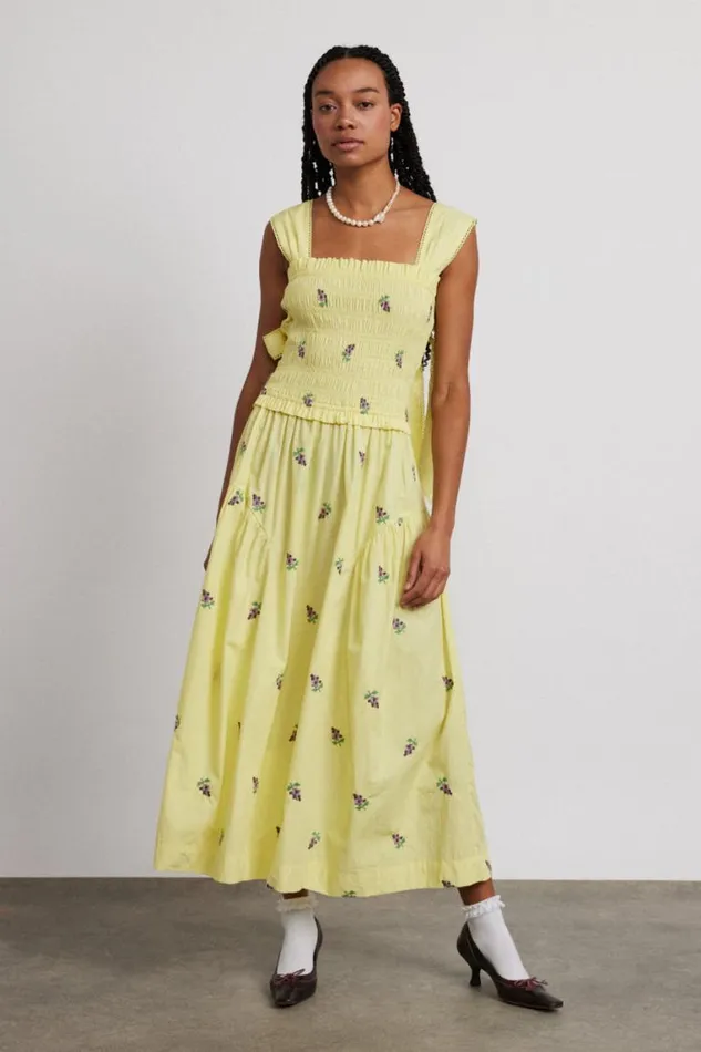 Women Damson Madder Dresses Tish Poplin Midi Dress 8211 Grape Embroidery