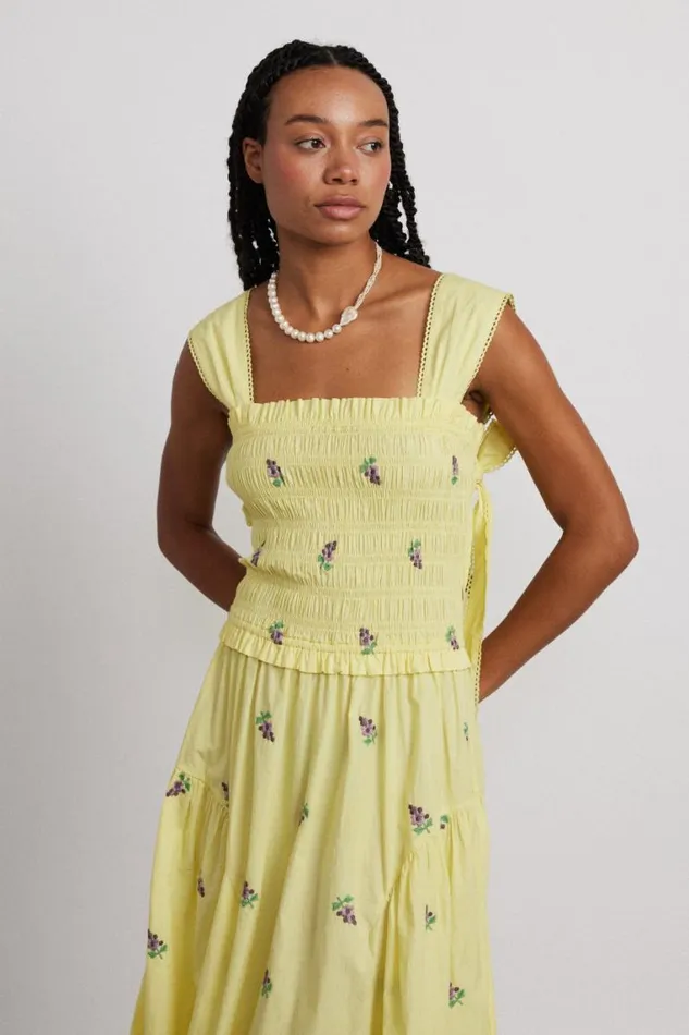 Women Damson Madder Dresses Tish Poplin Midi Dress 8211 Grape Embroidery