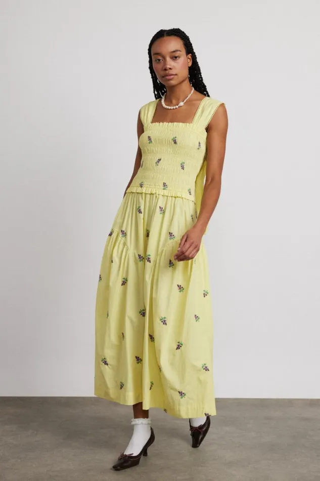 Women Damson Madder Dresses Tish Poplin Midi Dress 8211 Grape Embroidery