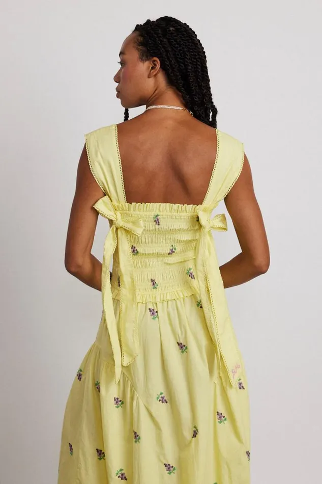 Women Damson Madder Dresses Tish Poplin Midi Dress 8211 Grape Embroidery