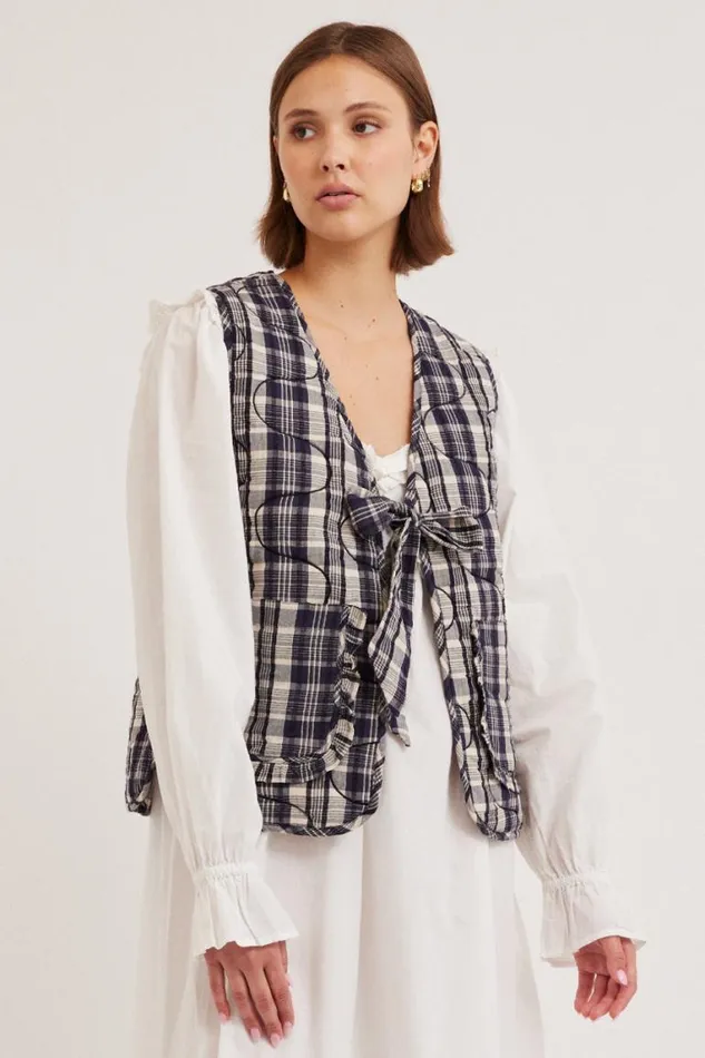 Women Damson Madder Gilets Arte Tie Gilet 8211 Navy Check