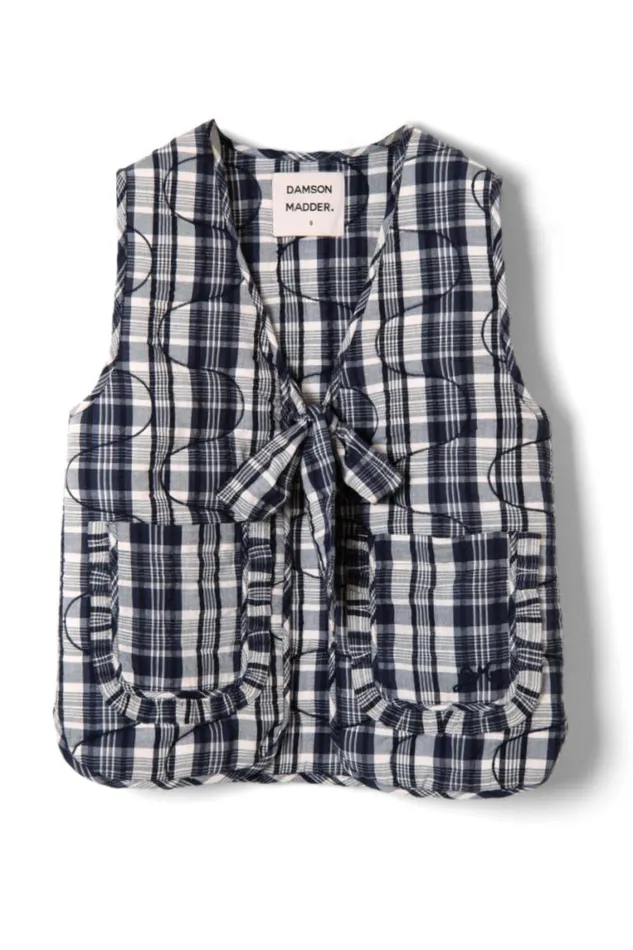 Women Damson Madder Gilets Arte Tie Gilet 8211 Navy Check