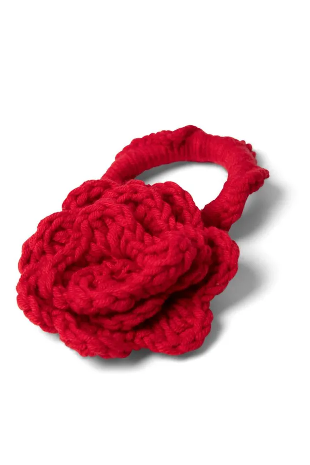 Women Damson Madder Hair Accessories 2 Pack Crochet Flower Hair Bobbles