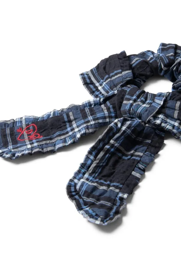 Women Damson Madder Hair Accessories Bow Check Scrunchie