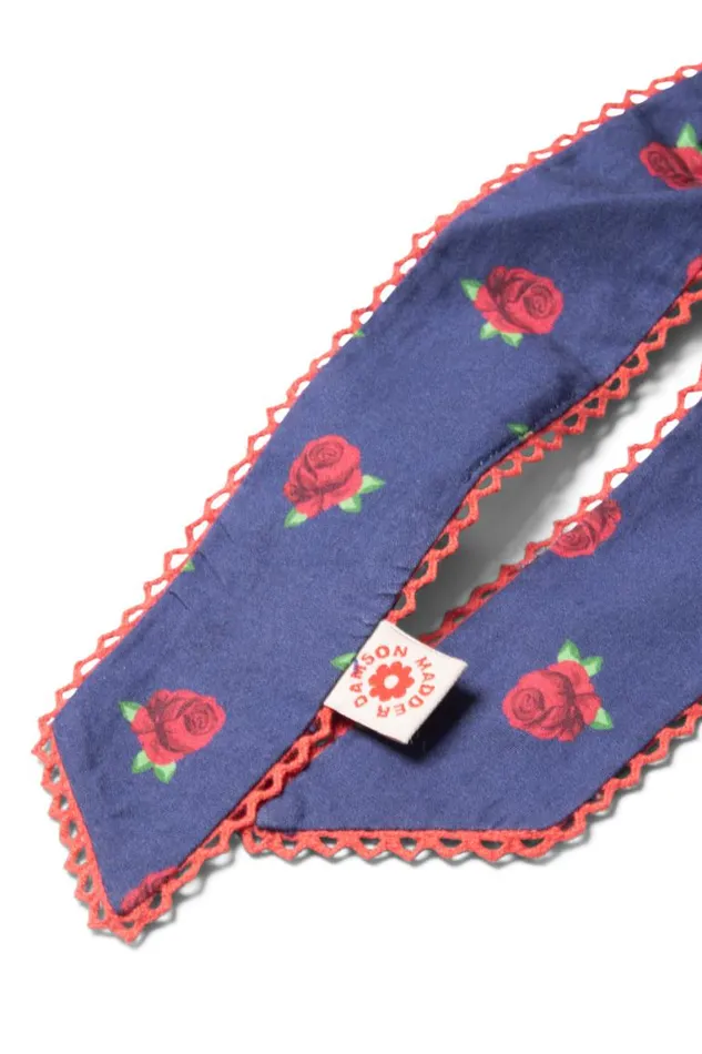 Women Damson Madder Hair Accessories Bow Scrunchie In Rose Print