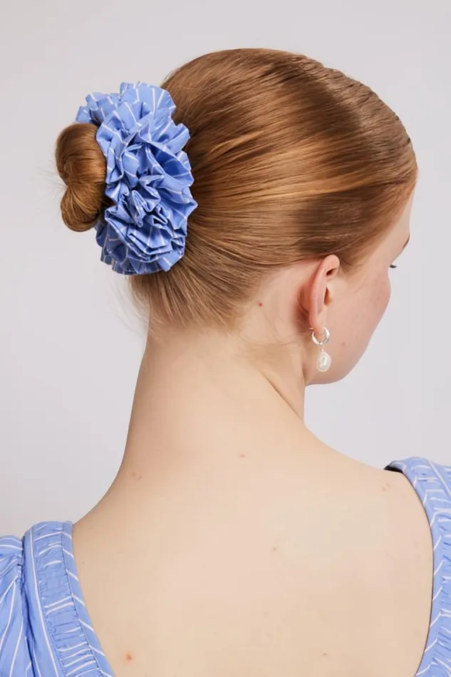 Women Damson Madder Hair Accessories Garter Scrunchie 8211 Blue And White Stripe