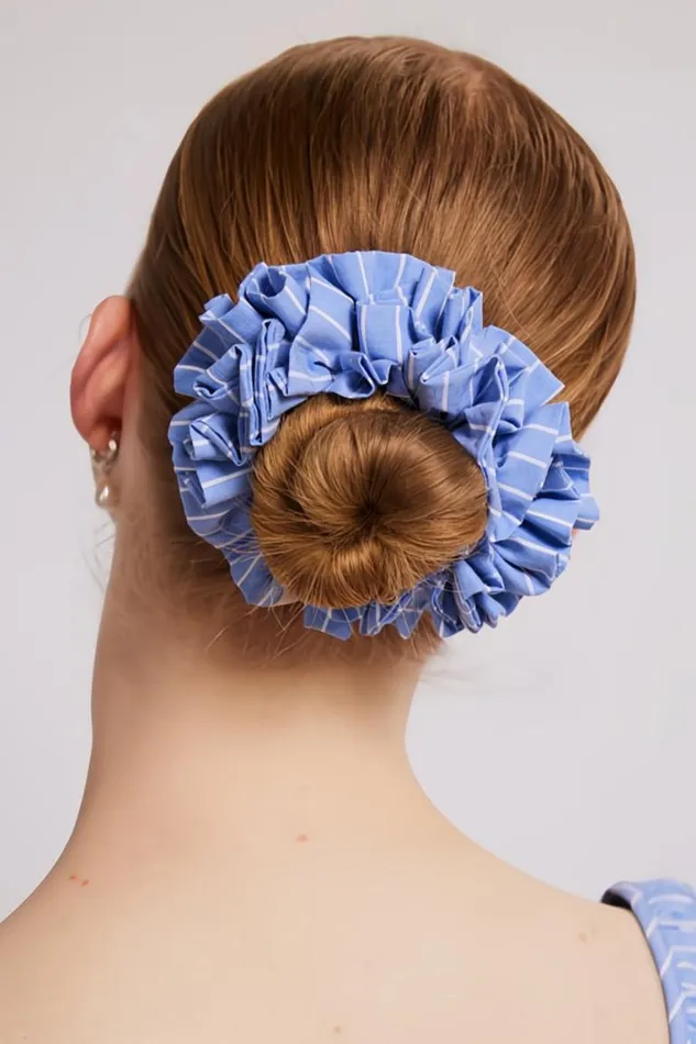 Women Damson Madder Hair Accessories Garter Scrunchie 8211 Blue And White Stripe