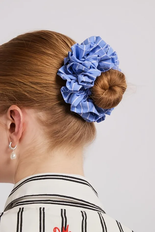 Women Damson Madder Hair Accessories Garter Scrunchie 8211 Blue And White Stripe