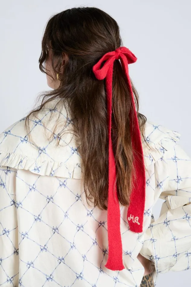 Women Damson Madder Hair Accessories Knitted Hair Bow