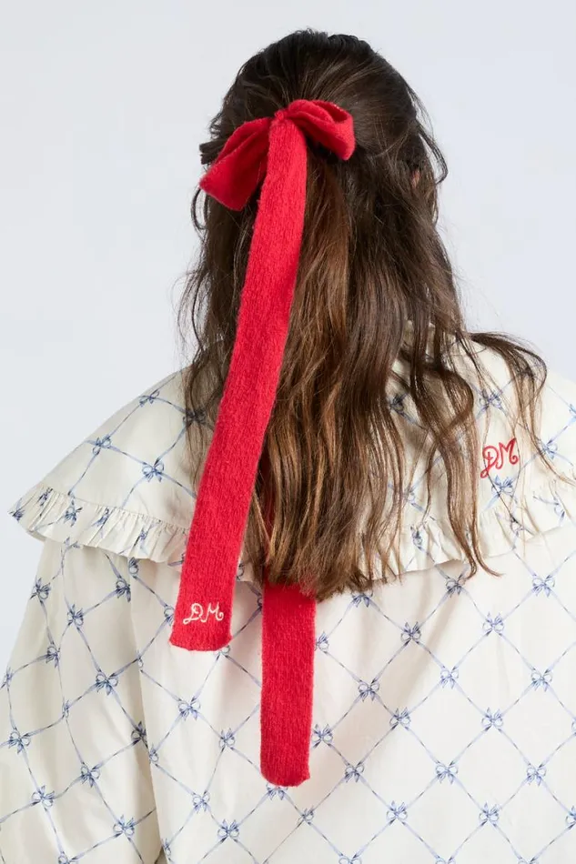 Women Damson Madder Hair Accessories Knitted Hair Bow