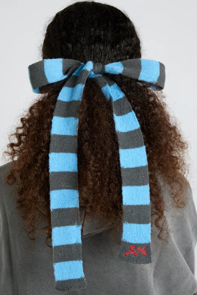 Women Damson Madder Hair Accessories Knitted Hair Bow In Stripe