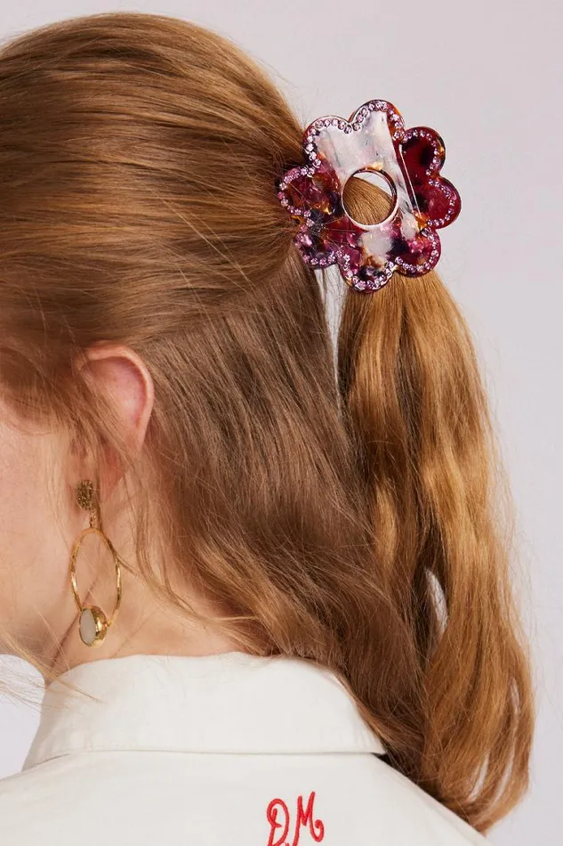 Women Damson Madder Hair Accessories Recycled Daisy Tort Hair Clip