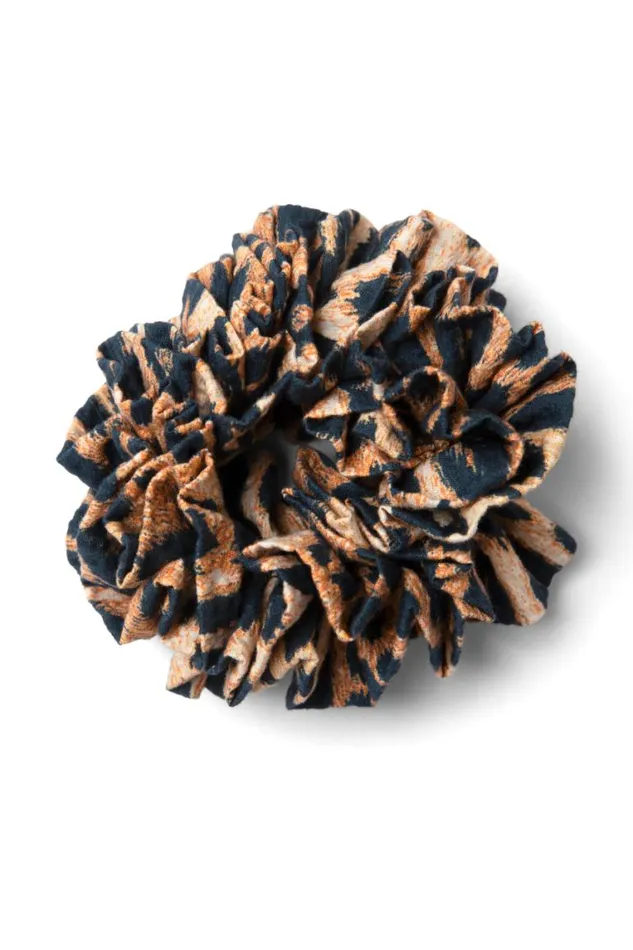 Women Damson Madder Hair Accessories Shirred Garter Scrunchie In Leopard