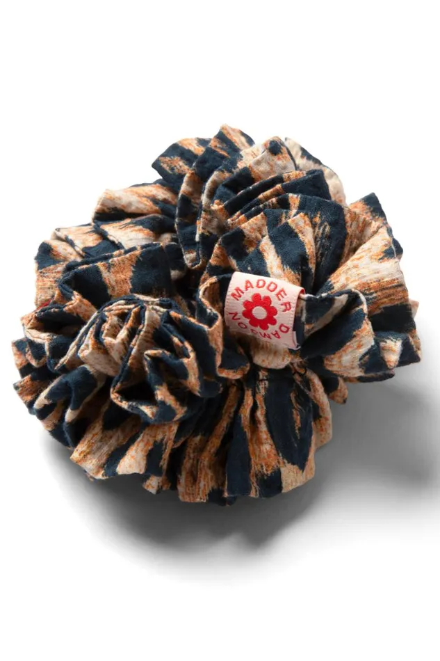 Women Damson Madder Hair Accessories Shirred Garter Scrunchie In Leopard