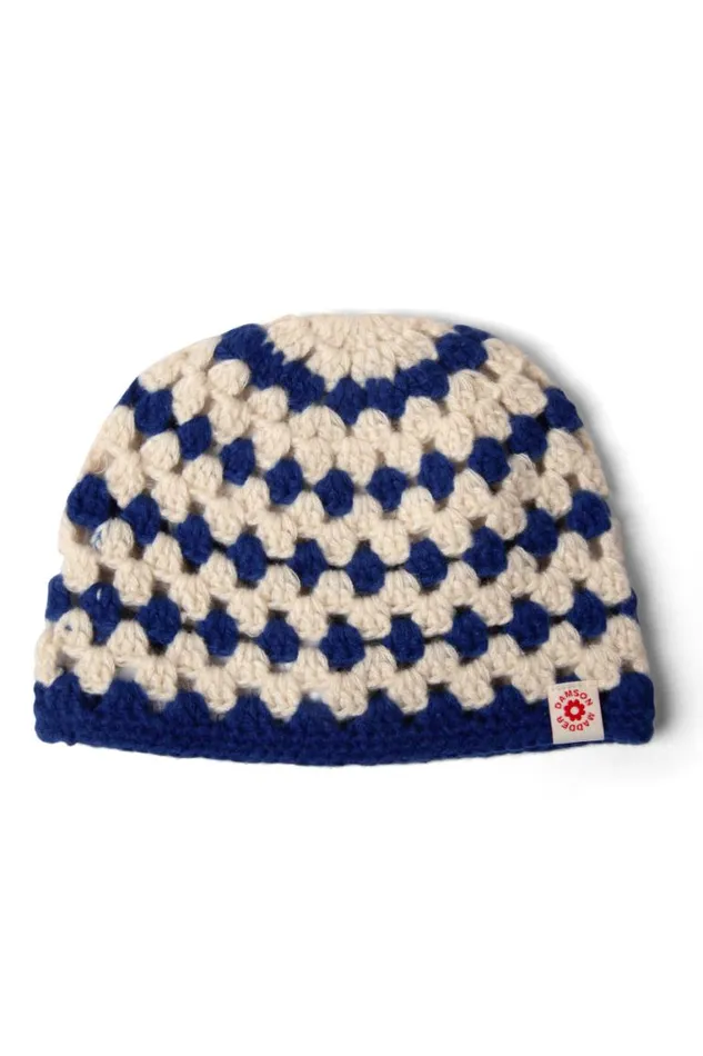Women Damson Madder Hats Crochet Stripe Hat 8211 Blue