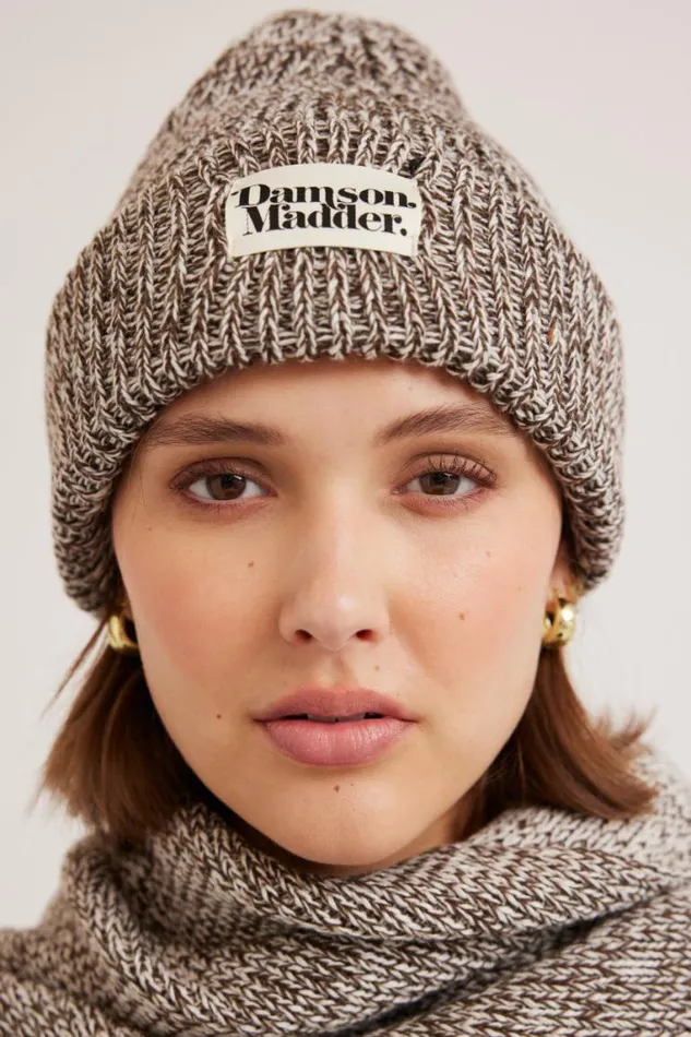 Women Damson Madder Hats Flecked Yarn Beanie 8211 Chocolate