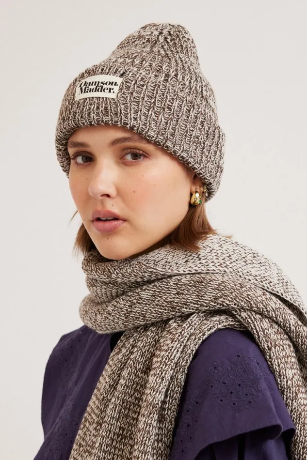 Women Damson Madder Hats Flecked Yarn Beanie 8211 Chocolate
