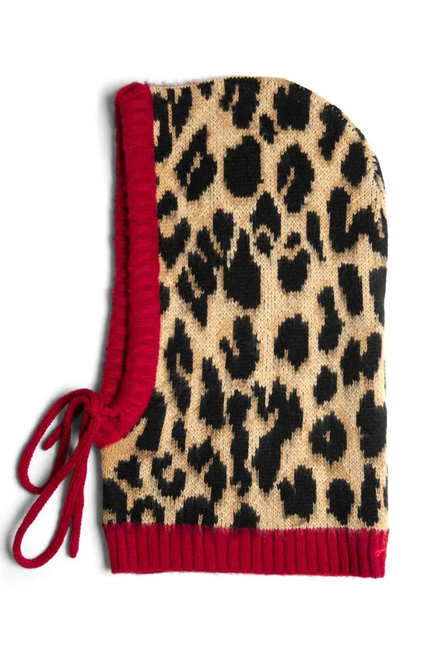 Women Damson Madder Hats Hood In Leopard With Red Tie