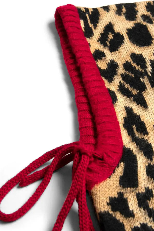 Women Damson Madder Hats Hood In Leopard With Red Tie