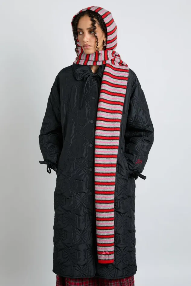 Women Damson Madder Hats Hooded Scarf In Stripe