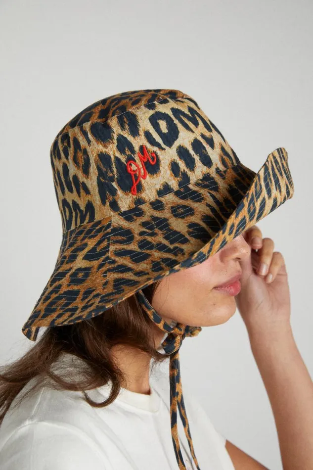 Women Damson Madder Hats Leopard Print Sunhat