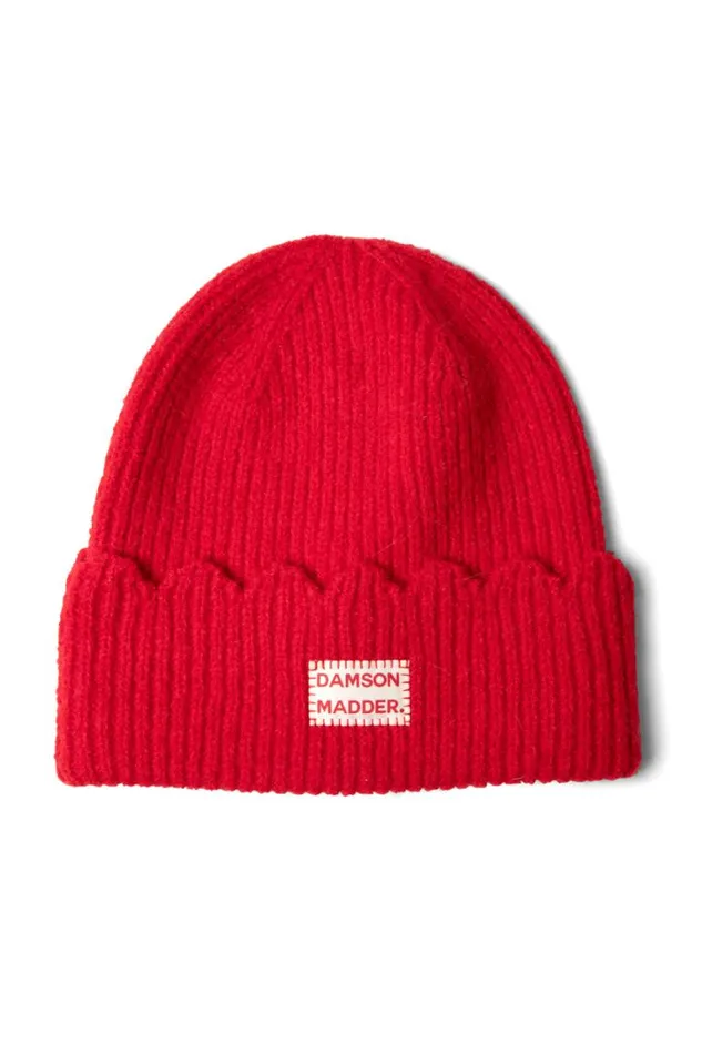 Women Damson Madder Hats Scalloped Edge Beanie 8211 Red