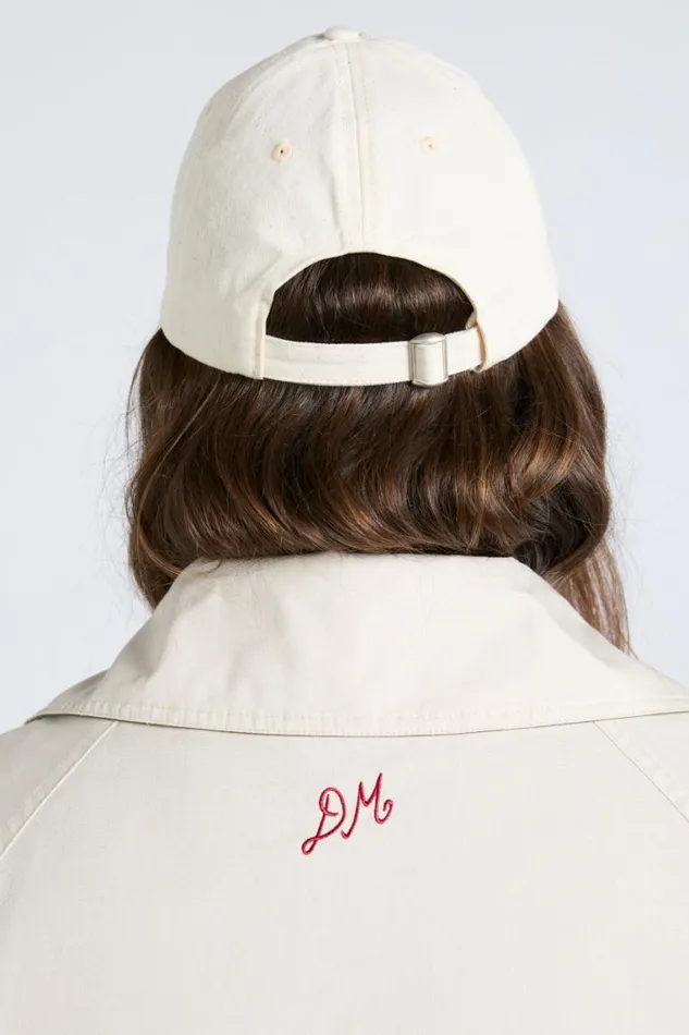 Women Damson Madder Hats Smiley Cap In Natural With Red Embroidery