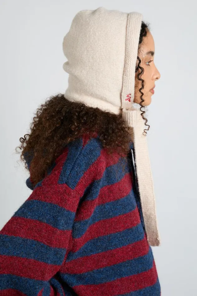 Women Damson Madder Hoods Tie Neck Bonnet In Oatmeal