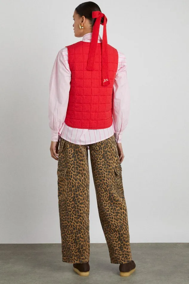 Women Damson Madder Jackets and Coats Arte Reversible Tie Gilet 8211 Red Ruffle