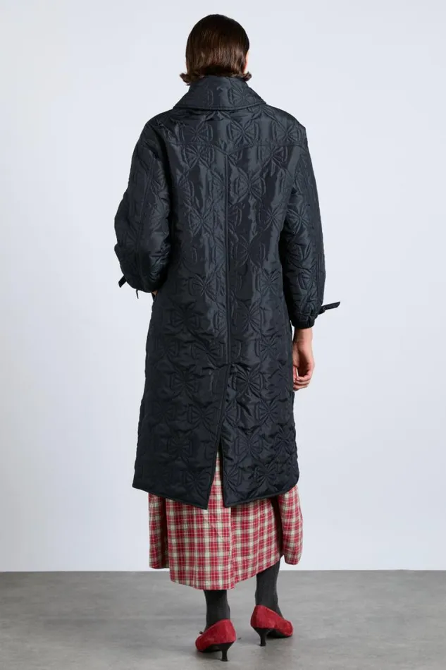 Women Damson Madder Jackets and Coats Aubrey Quilted Coat Black Bows